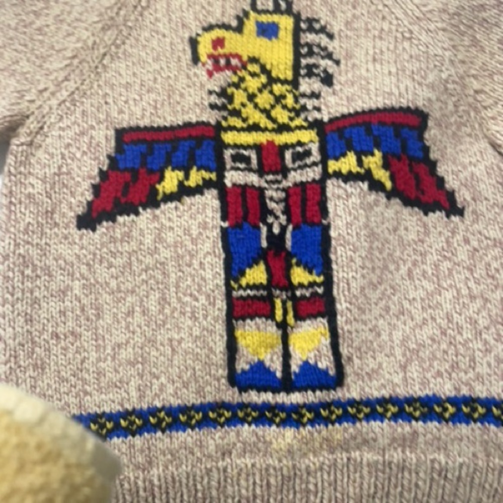VINTGE HAND KNIT 100% WOOL COWICHAN SIWASH NTVE AMER TUNDERBIRD 1830's.